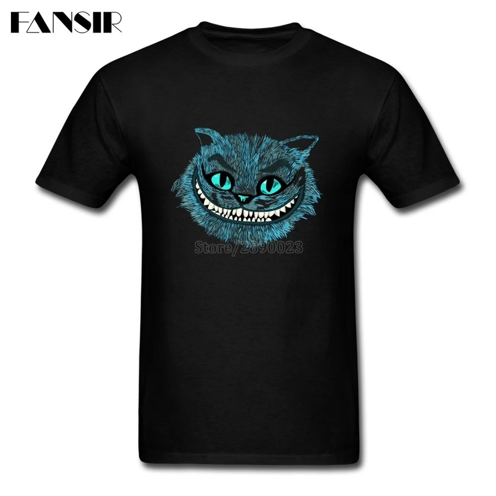 Latest Design T shirts Man Cheshire Cat Blue Men T shirt Short Sleeve O