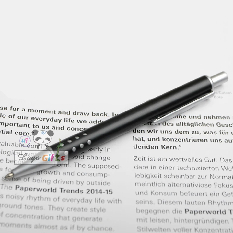 

Metal design elegant ballpoint pen you can customize your logo on the pen pressed open with writing