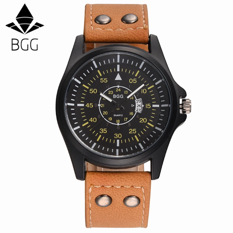 

New 2018 Military Quartz watch Men sport Watch Men Corium Leather Strap army Business wristwatch male Casual clock hour Calendar