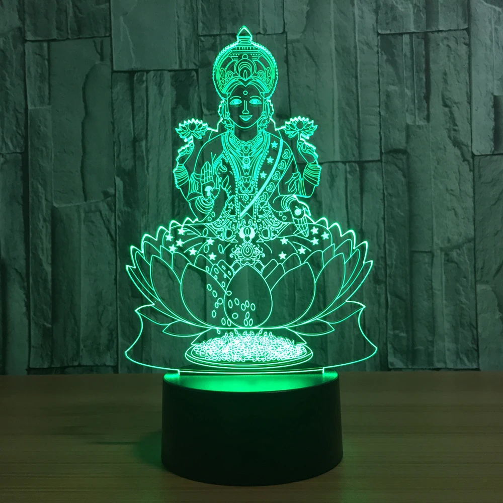 Novelty Lighting 3D India Mammon Lakshmi 7 Colors Changing LED Night