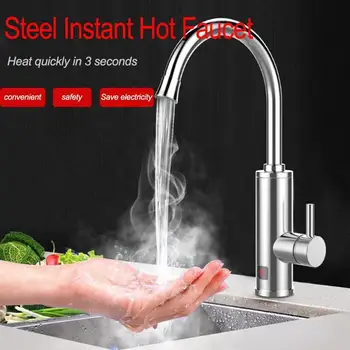 

Stainless Steel Hot Faucet Instantaneous Electric Water Heater Kitchen Hot Tap Tankless Heaters For Winter Warm Water AU Plug