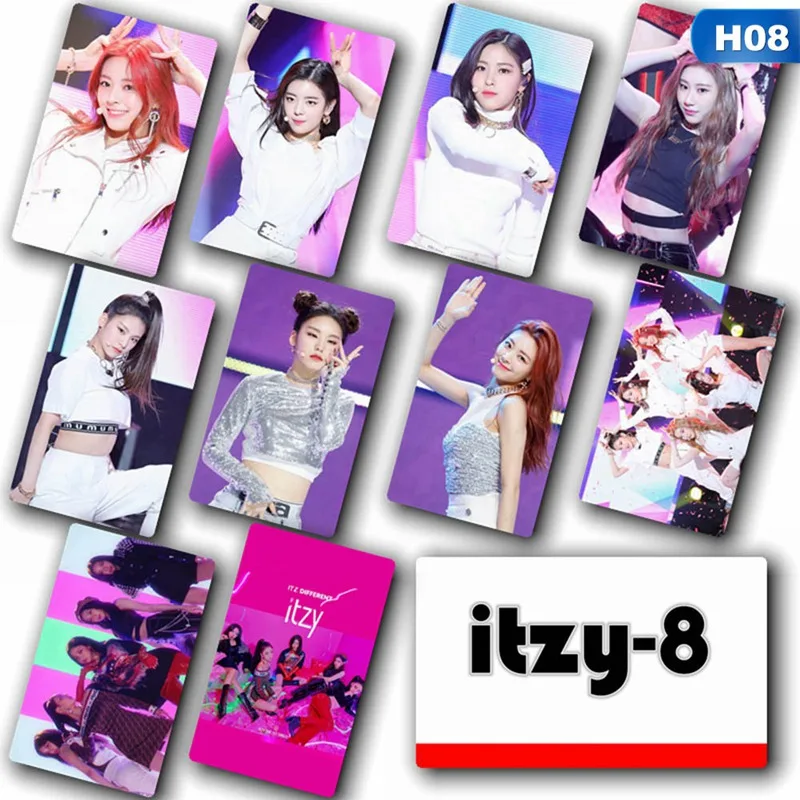 

10 Pcs/Set K-pop ITZY Ablum IT'z Different Sticky Photo Card YUNA RYUJIN Collective Crystal Card Stickers