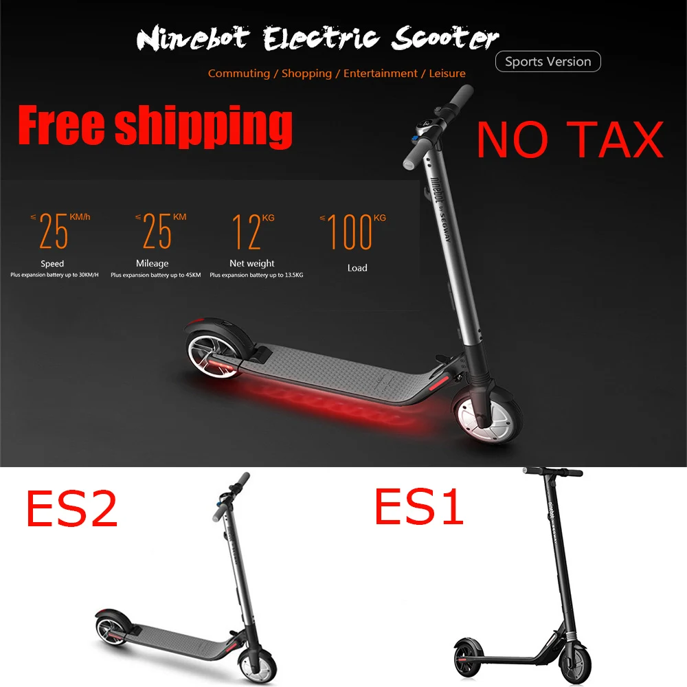 

Ninebot ES2 Shockproof Folding Electric Scooter Longboard EU/UK/US Adapter 5.2Ah Battery 25km/h Electric Scooter APP