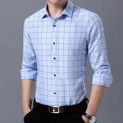 Мужская Повседневная рубашка s кофта с длинными рукавами Мужская печати бизнес-Повседневная рубашка кнопки мужчины chemise homme manche longue
