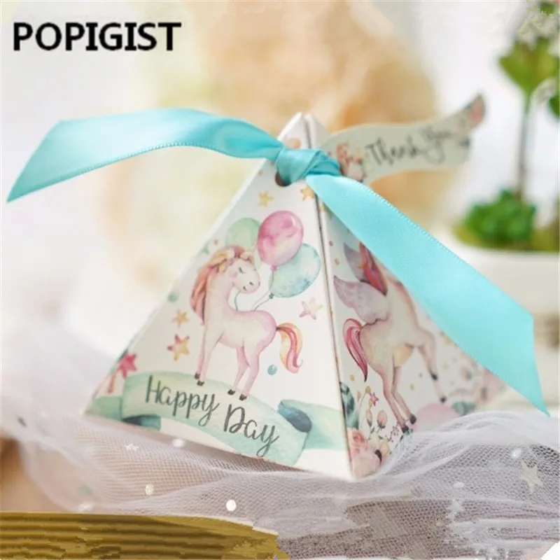 Cartone Animato Unicorno Scatole E Confezioni Per Dolci Bomboniere Regalo Di Nozze Box Baby Shower Festa Di Compleanno Pacchetto Di Caramelle Con Nast