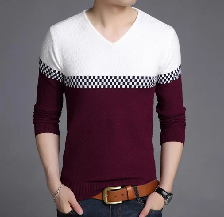 Дизайнерский пуловер пэчворк мужской свитер платье Джерси трикотажные свитера Мужская одежда зауженного покроя трикотаж модная одежда - Цвет: D
