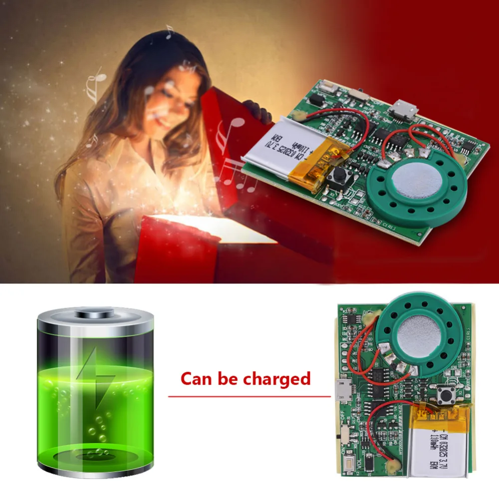 USB микросхема для записи звука и голоса 1 Вт с перезаряжаемой литиевой