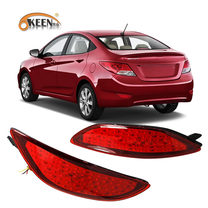 OKEEN 2pcs Rear Bumper Reflectors Lights for Hyundai Accent 2011 2015 / Hyundai Verna Tail Light