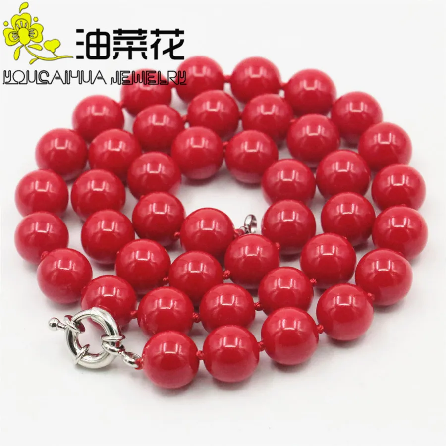

Trendy Accessory Jewelry Beads 10mm Red Coral Necklace Wholesale Balls DIY Girls Women Gifts Female Fitting Clothing Decoration