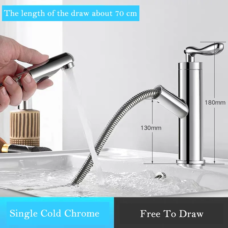 

Low-price And Good Quality Basin Single Cold Faucet Copper Pull Faucet Bathroom Wash Basin Retractable Faucet