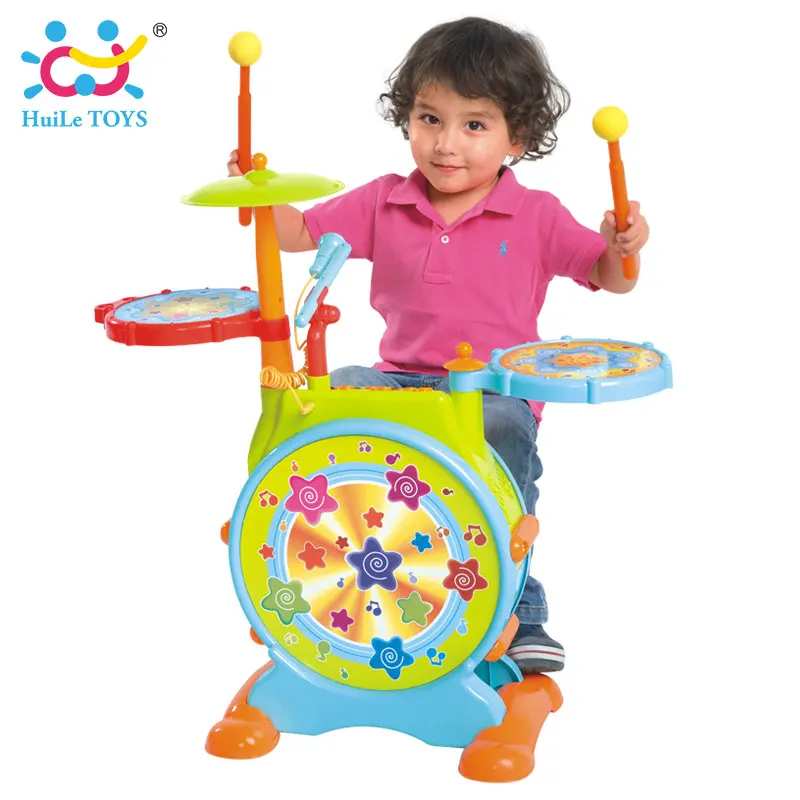 

HUILE TOYS 666 Multicolor Educational Development Music Toy Electric Jazz Drum Set Learning Toys for Children 36M+