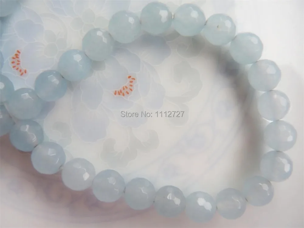 

New Fashion Style DIY Perfect Light Blue 6-12mm Faceted Chalcedony Loose Beads jewelry Natural Stone 15" GE423 Wholesale Price