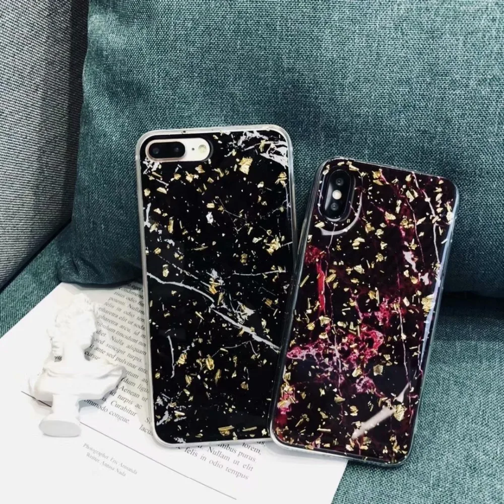 Luxury Gold Bling Marble Phone Case For iPhone X Cover For