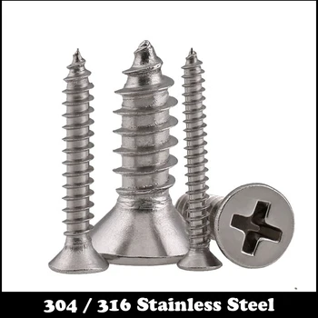 

M6 M6*45 M6x45 M6*50 M6x50 304 316 Stainless Steel SS DIN7982 Cross Philips Recessed Countersunk CSK Flat Self Tapping Screw