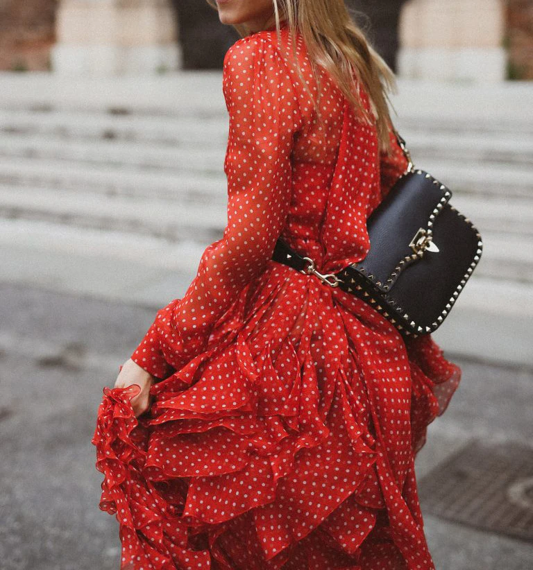 Высококачественное дизайнерское подиумное платье осень зима винтажное красное шифоновое длинное платье в горошек элегантное платье макси с бантом и оборками