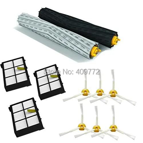 

2nd GenerationTangle-Free Debris Extractor Set & 3 HEPA Filters & 6 Side Brushes replacement for iRobot Roomba 800 900 series