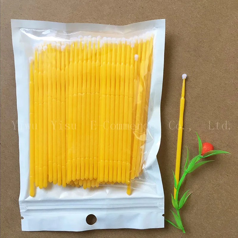 Yellow Одноразовые 100 шт щетка для ресниц Мини-ресницы, удлиняющие кисти, макияж, инструмент-аппликатор, палочка для туши, микрокисть для макияжа - Handle Color: Yellow