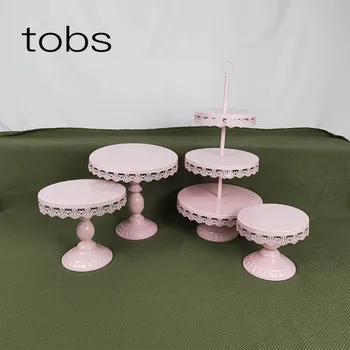 

4pcs Cupcake Wedding Pink Baby Show Decoration Crystal Supplier Set 3 Tier Cake Stand