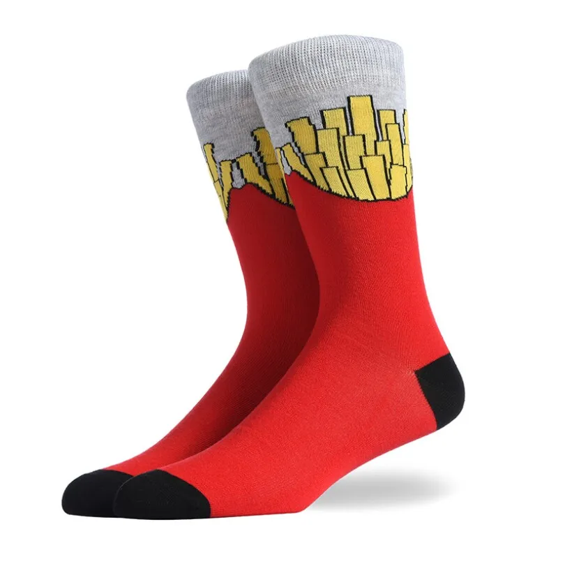 Мужские смешное искусство красочные продукты новые носки Мода Полный хлопок Счастливый унисекс sox милые носки Рождественский подарок sokken calcetines - Цвет: Серебристый