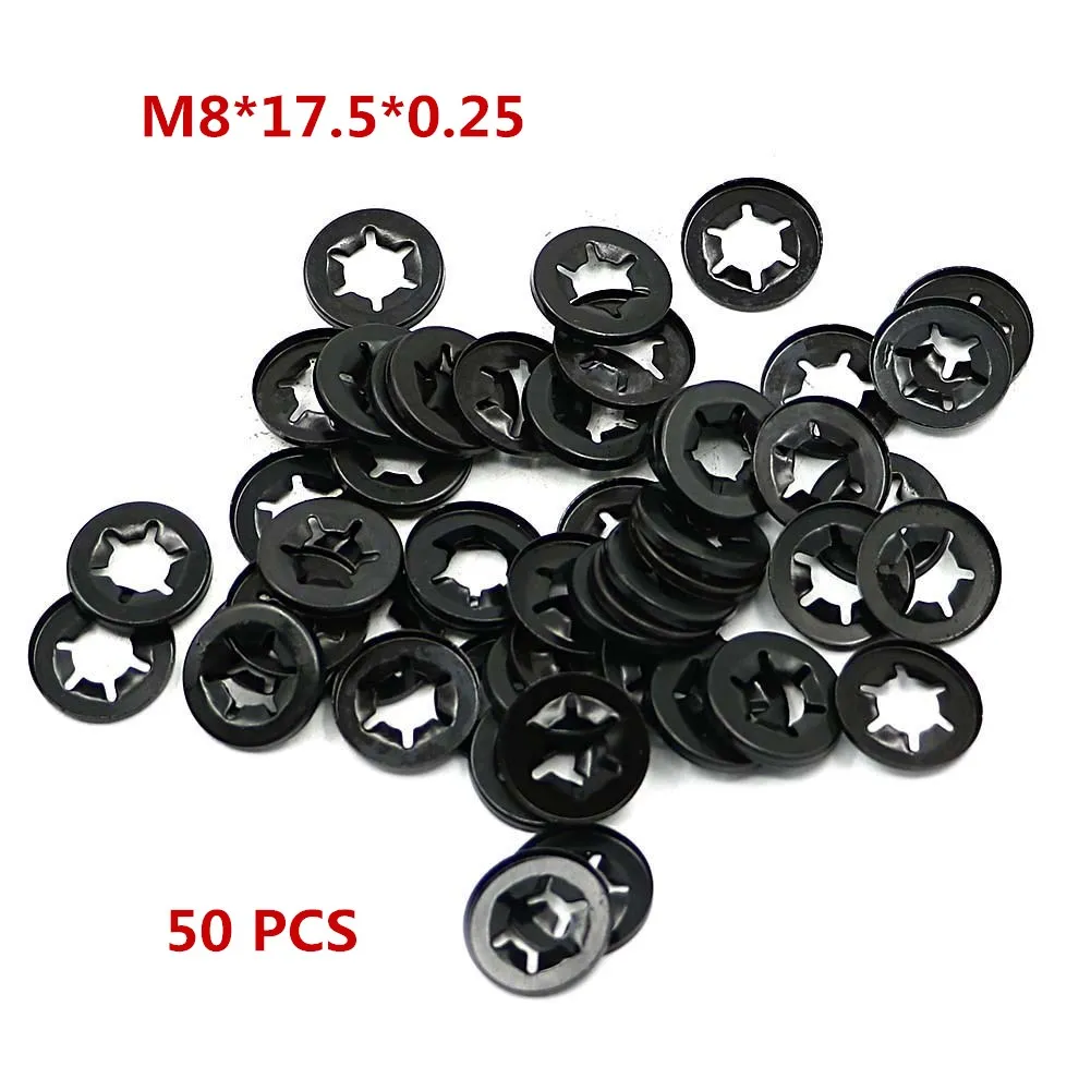 50PCS Push Nut Star Lock Washer Retainer Assortment Flat Shaft Fastener