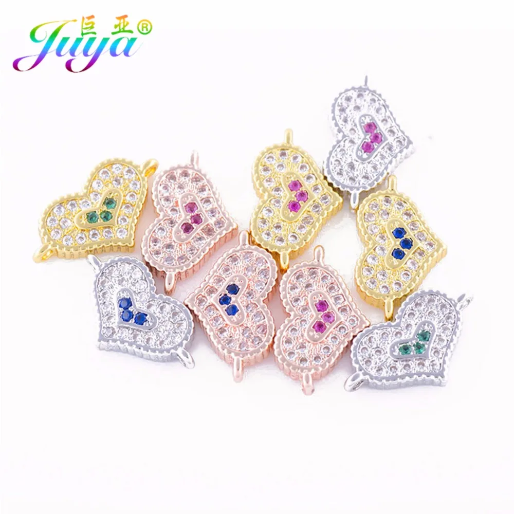 Juya DIY Ювелирные изделия фурнитура золото/розовое золото соединитель Сердце