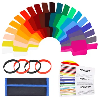 

Neewer 20 Pieces Camera Flash Speedlite Lighting Color Gel Filter Kit - Transparent Color Correction Lighting Film Plastic Sheet