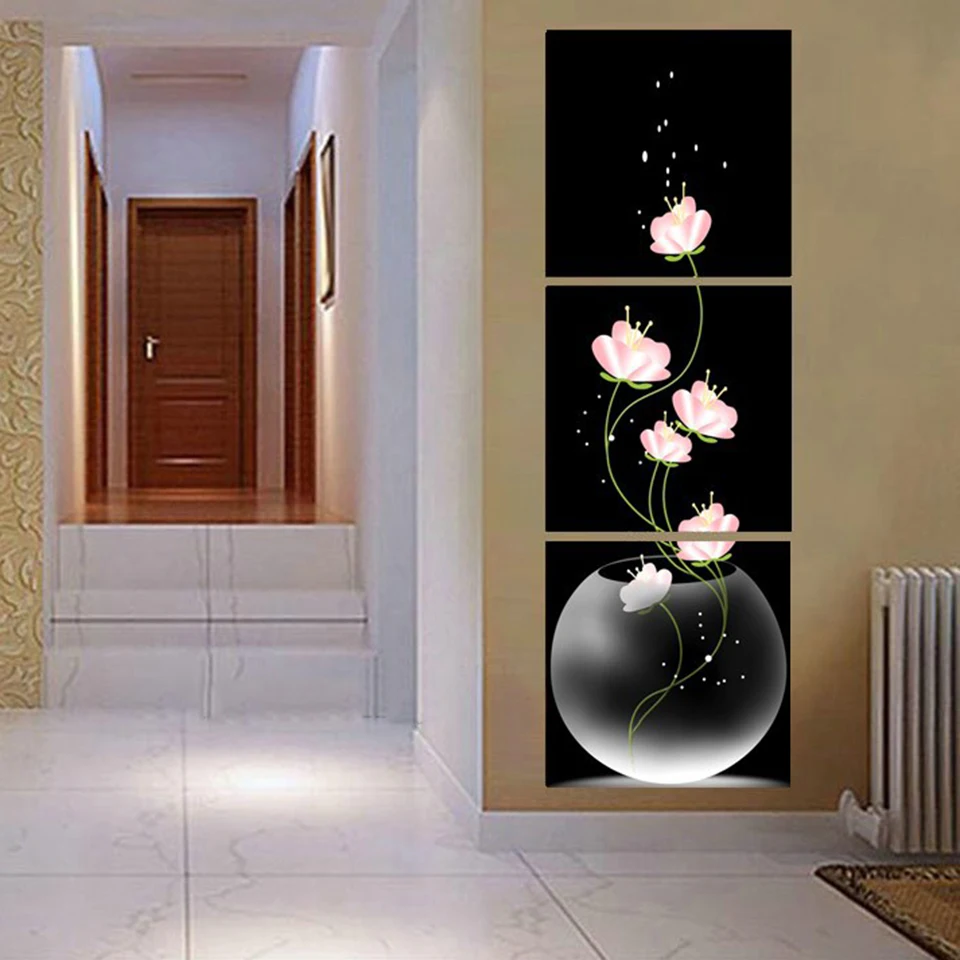 HD Home Decor Printed Pictures Painting 3 Panel Beautiful Flower Modern Canvas Living Room Framework Wall Art Modular Poster | Дом и сад