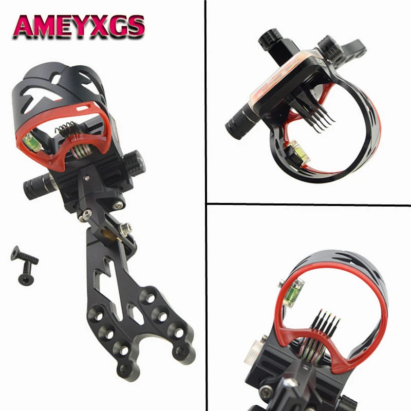 1 Pc AXT45ZM CNC Aluminum Adjustable Compound Bow Sight 5 Pin Fiber