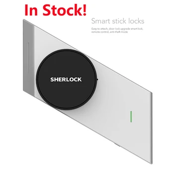 

new Silver Sherlock S2 Smart Door Lock Home Keyless Lock Easy to Attach Smart Electronic Lock Wireless App Phone Control