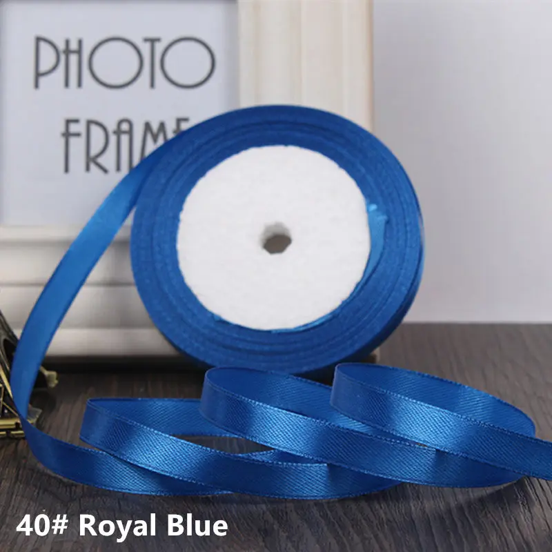Высокое качество, 25 ярдов/рулон, корсажные атласные ленты для свадьбы, рождественской вечеринки, Decoration6mm-40mm, сделай сам, бант, ремесло, ленты, открытка, подарок - Цвет: Royal Blue