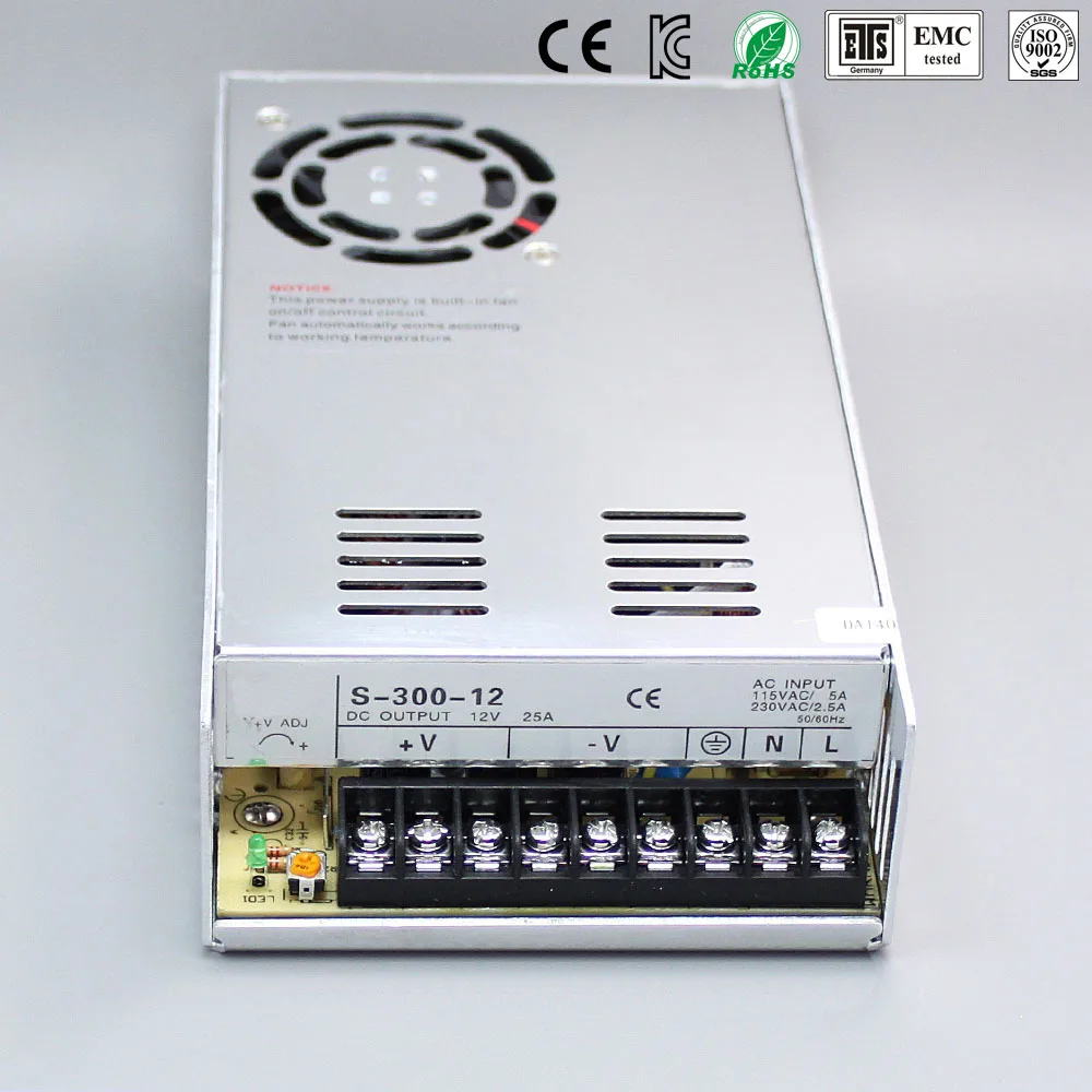 

Best quality 12V 25A 300W Switching Power Supply Driver for LED Strip AC 100-240V Input to DC 12V free shipping