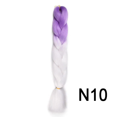 Шелковистые пряди Омбре синтетические плетеные волосы для вязания крючком огромные косы накладные волосы - Цвет: N10