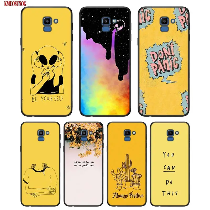 

Black Silicon Phone Case yellow aesthetic For Samsung Galaxy j8 j7 j6 j5 j4 j3 Plus Prime 2018 2017 2016 Cover