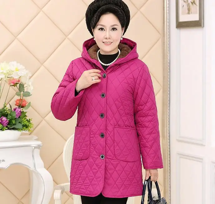 

Coats Jackets Mom thick velvet padded cotton jacket big yards elderly middle-aged ladies hooded coat 123065