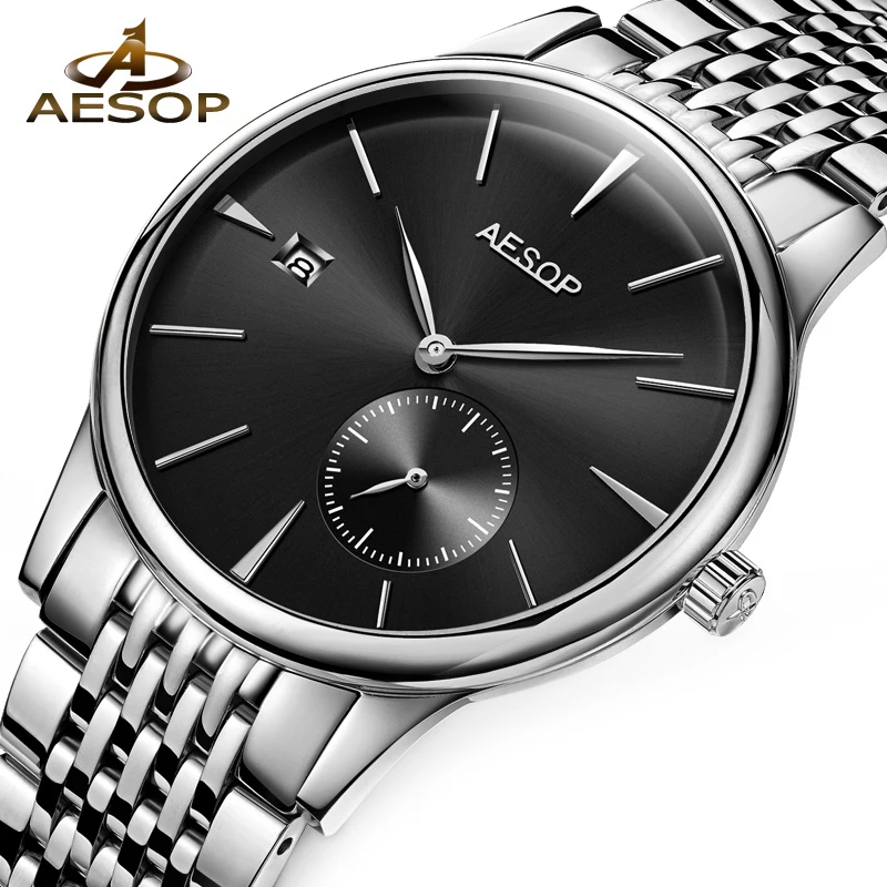 

AESOP Simple Watch Men Automatic Mechanical Sapphire Crystal Thin Wristwatch Minimalist sport watch Male Clock Relogio Masculino