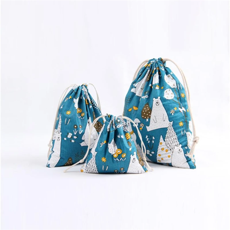  backpacks for girls teenagers Unisex Cartoon Printing Linen Drawstring Bags Travel Backpack Pocket Size Small          O0604#304