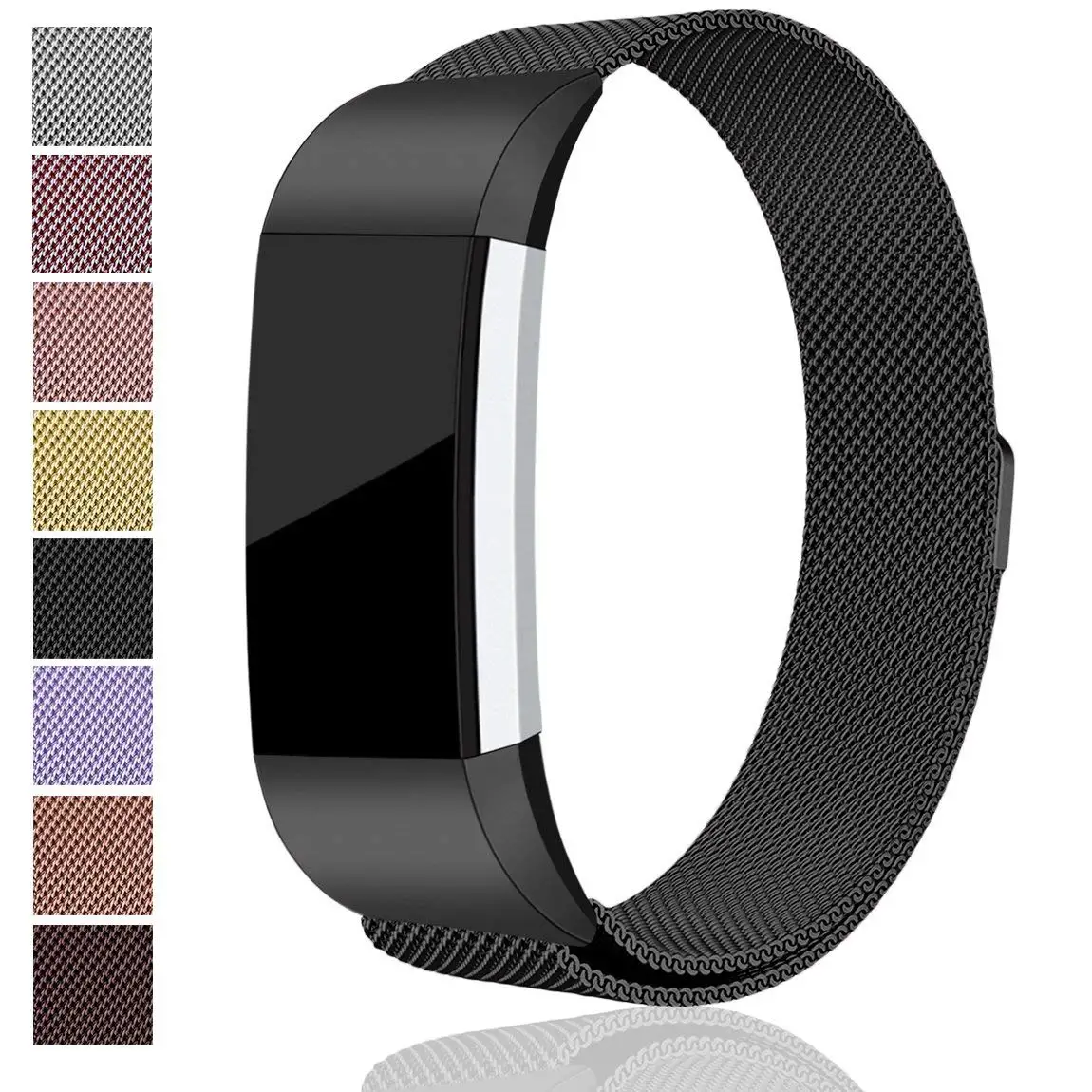 

For Fitbit Charge 2 Bands Stainless Steel Milanese Loop Metal Replacement Accessories Bracelet Strap with Unique Magnet Lock
