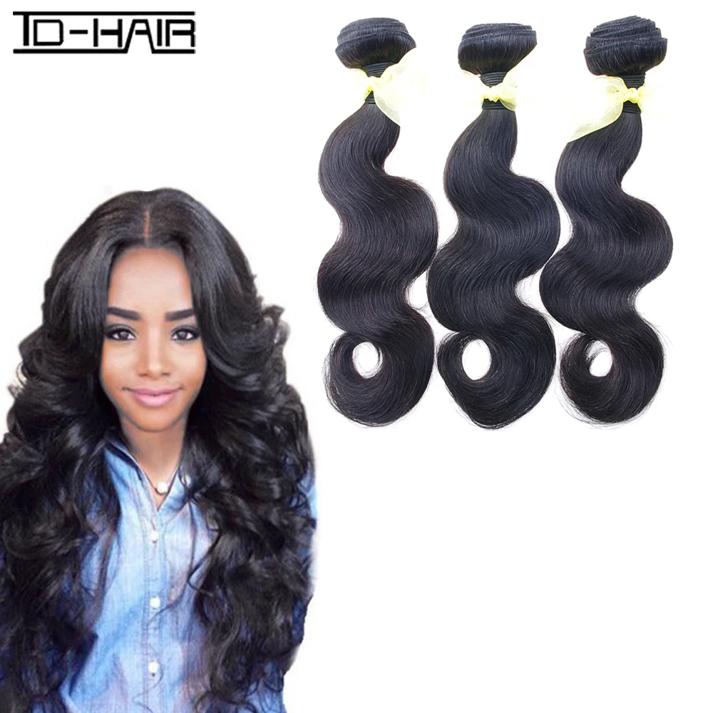 

Top selling Malaysian Body Wave 3 pcs/lot Malaysian Virgin Hair Body Wave 100%  Human Hair Bundles 1B# TD Hair extension