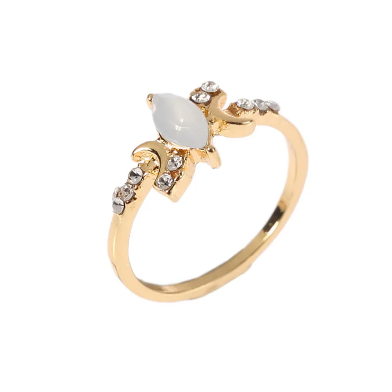 ROMAD уникальное плоское Золотое серебряное кольцо с полумесяцем для женщин AAA CZ Камень Опал Обручальные кольца серебряное Золотое кольцо R3 - Цвет основного камня: Gold