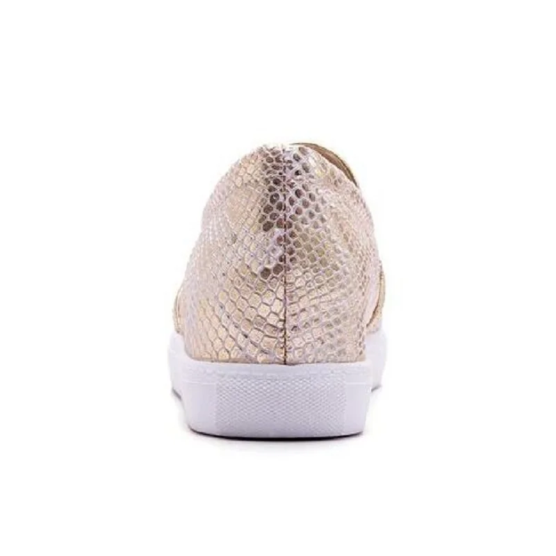 2017 Plata hight Creepers Slip Snakeskin 43 Silver Tamaño Zapatos On Colores gold Nuevo 34 Marca Mujer Señoras Loafer Oro Mujeres Plana nnOXUZ
