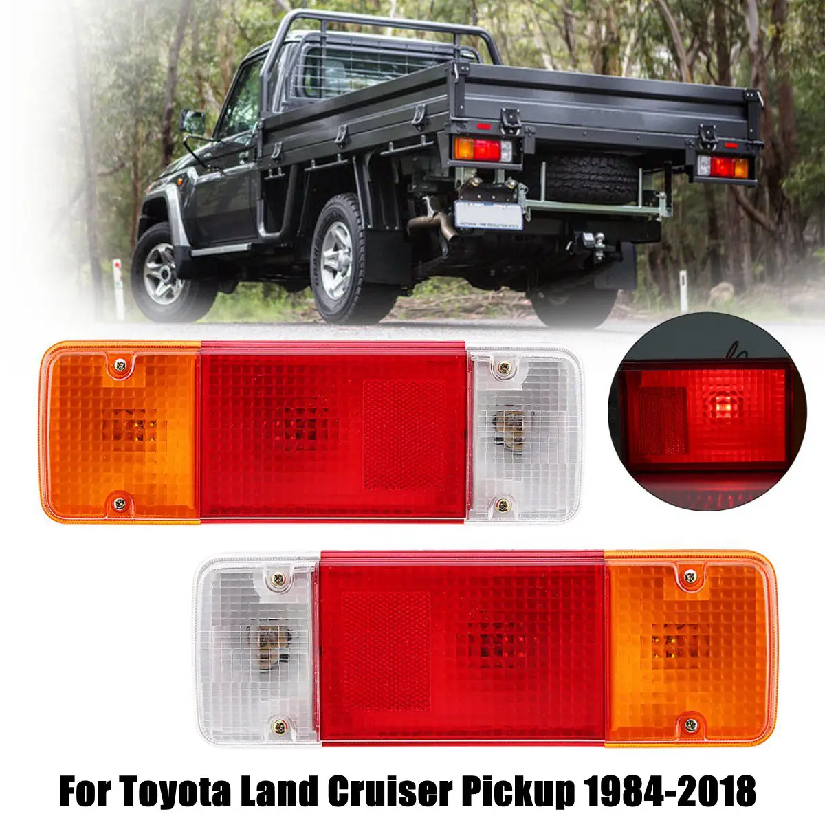

Pair Trailers Truck Tail Light Brake Lamps Stop Turn Reverse Indicator for Toyota Land Cruiser 70 75 78 79 Series Pickup 84-18
