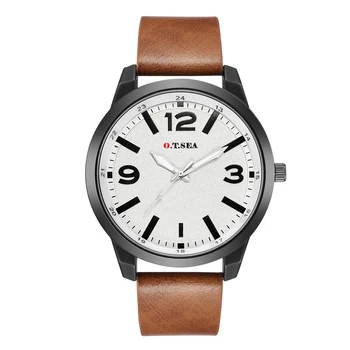 

Luxury O.T.SEA Brand Brown&black Leather Men Watches Men's Military Rome Dial Sports Quartz Wristwatches Relogio Masculino 2019