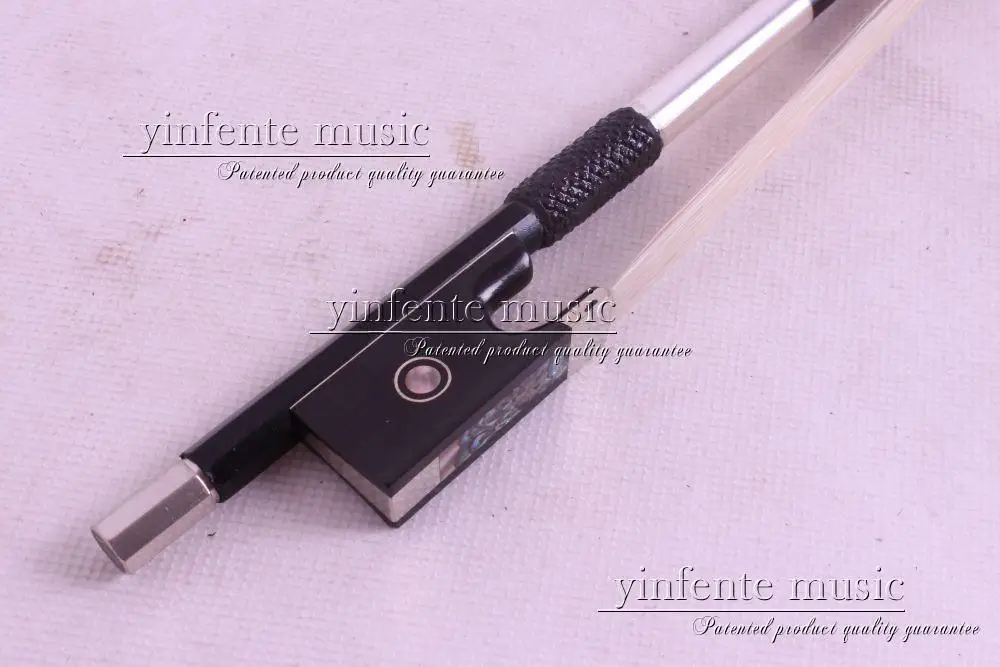 

81# 1 pcs Violin Bow Black Carbon Fiber Round Stick Ebony Frog Flower inlaid
