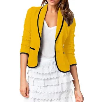 

Jacket Women 2019 Fashion Formal Office Meeting Outwear Button Turn Down Collar Tops Chaqueta Mujer