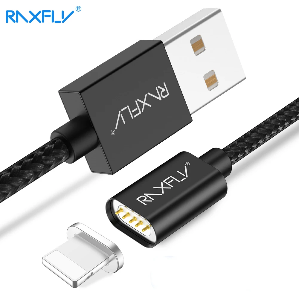 

RAXFLY Magnetic Cable for iPhone X 8 7 2.4A Fast Charging Data Sync USB Cable for iPhone XS Max Magnet Charger for Phone Cables
