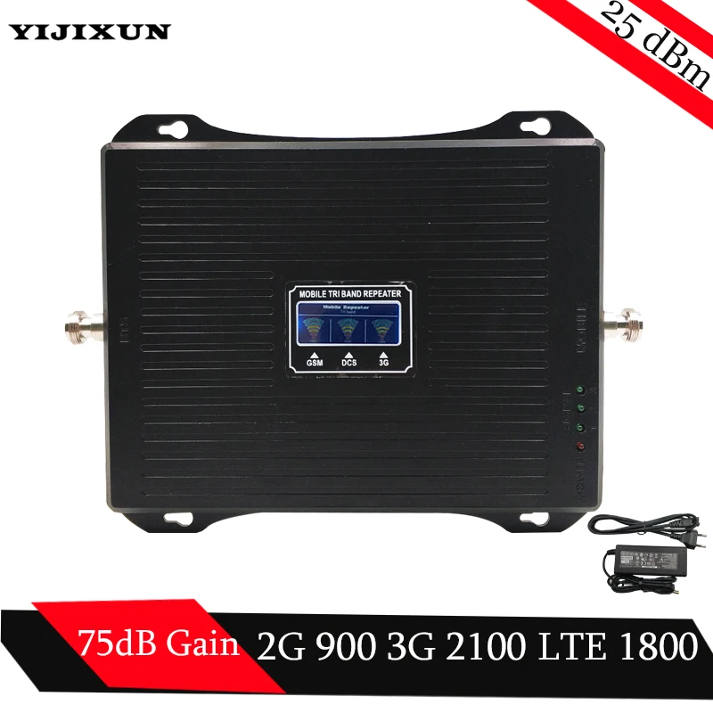 

2G 3G 4G Triple band Cell Phone Signal Booster 75dB GSM 900 LTE 1800 WCDMA 2100mhz 23dBm Mobile Cellular Signal Repeater
