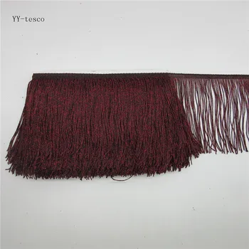 

10 Meters Lace Fringe Trim Tassel Wine red Polyester Fringe Trimming Latin Dress Stage Clothes Accessorie Lace Ribbon 15cm Wide