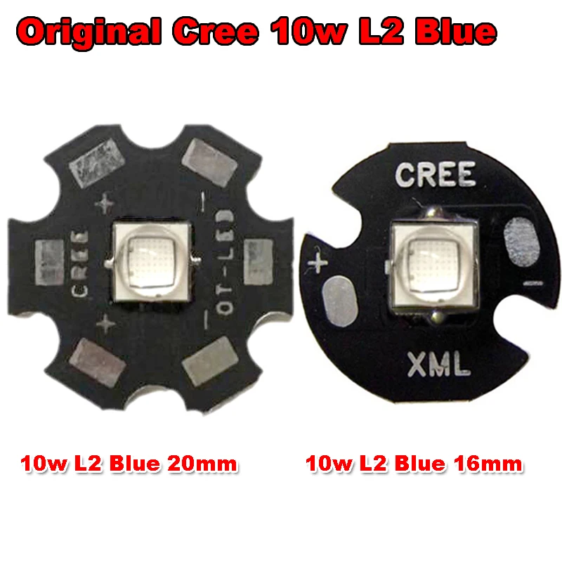 Оригинальный светодиодный фонарик с микросхемой 10 Вт XML XM-L L2 синий 460nm ~ 465nm + 20 мм/16