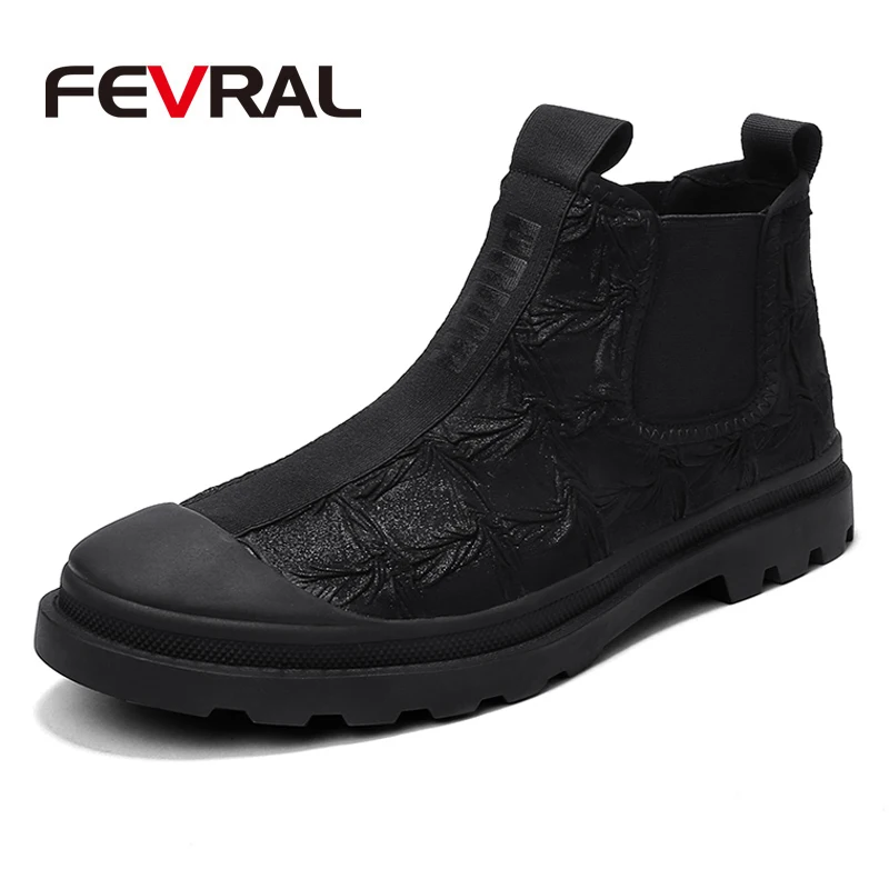 

FEVRAL Brand Casual Boots Men's Autumn Winter Canvas Men Rubber Snow Boots Leisure Boots England Retro Shoes For Men Big Size