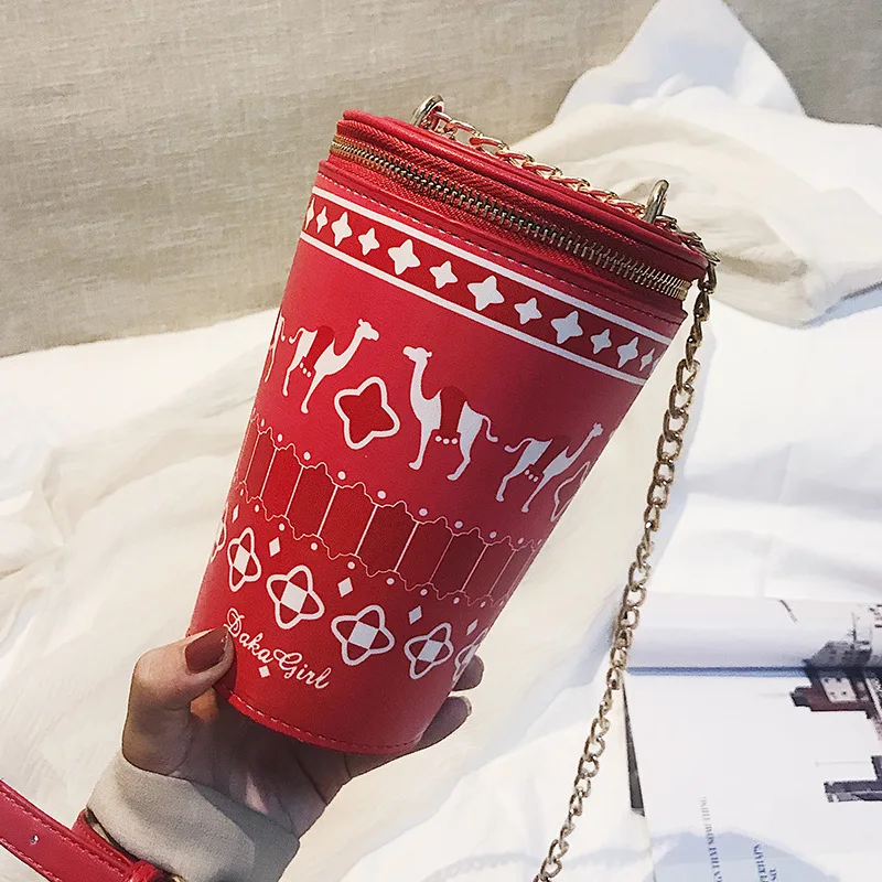 

Women Barrel Shaped Mini Shoulder Bag Arabian Camel Printing Chain Small Crossbody Bag For Girl Fashion Ladies Bucket Bag